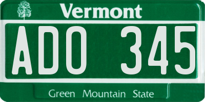VT license plate ADO345
