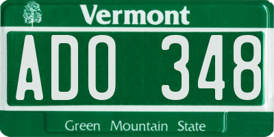 VT license plate ADO348