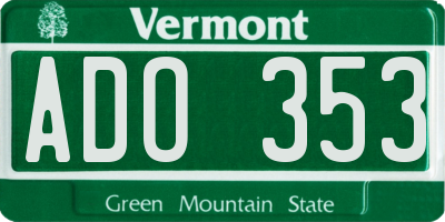 VT license plate ADO353