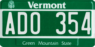 VT license plate ADO354