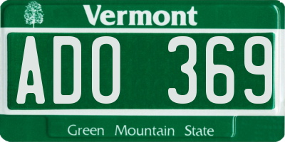 VT license plate ADO369