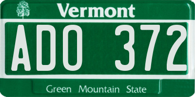 VT license plate ADO372