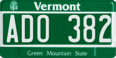 VT license plate ADO382