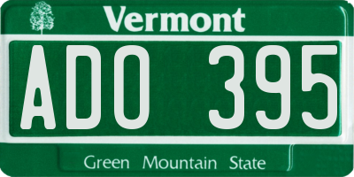 VT license plate ADO395