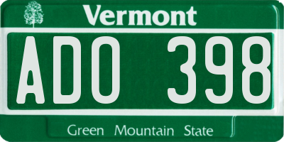 VT license plate ADO398