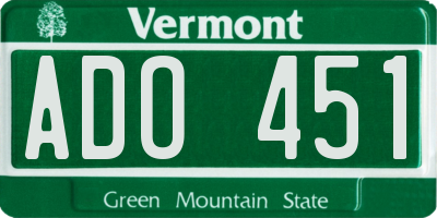 VT license plate ADO451