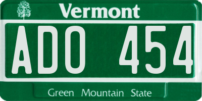 VT license plate ADO454