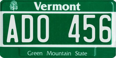 VT license plate ADO456