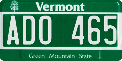 VT license plate ADO465