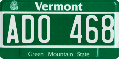 VT license plate ADO468
