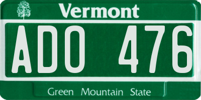 VT license plate ADO476