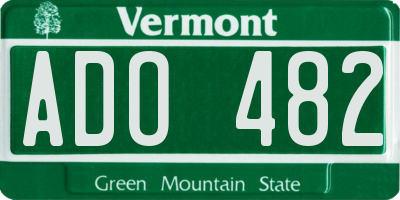 VT license plate ADO482