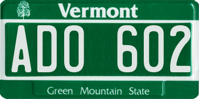 VT license plate ADO602