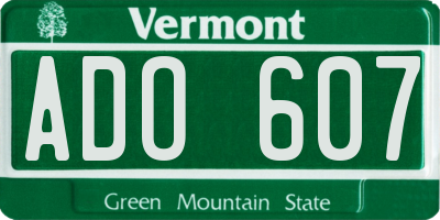 VT license plate ADO607