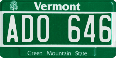 VT license plate ADO646