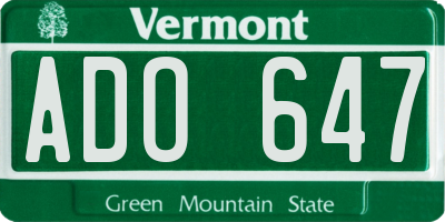 VT license plate ADO647