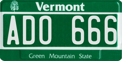 VT license plate ADO666