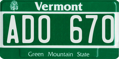 VT license plate ADO670