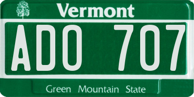 VT license plate ADO707