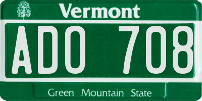 VT license plate ADO708