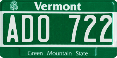 VT license plate ADO722