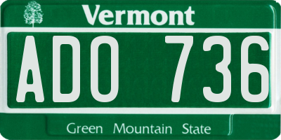 VT license plate ADO736