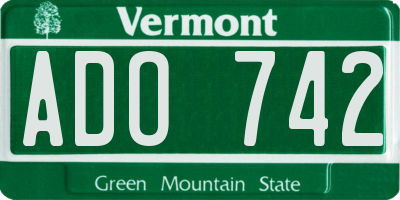 VT license plate ADO742