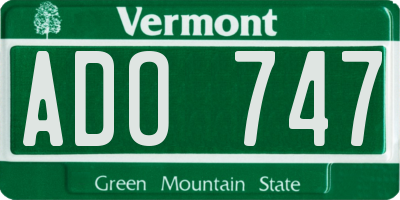 VT license plate ADO747