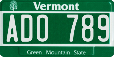 VT license plate ADO789