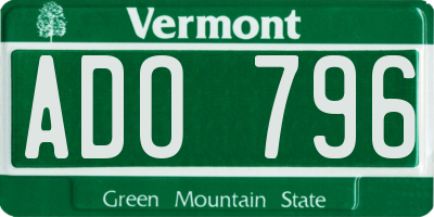 VT license plate ADO796