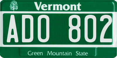VT license plate ADO802