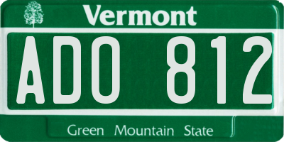 VT license plate ADO812