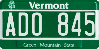VT license plate ADO845