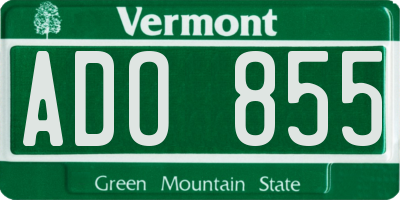 VT license plate ADO855