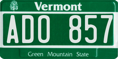 VT license plate ADO857