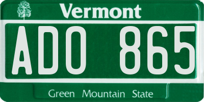 VT license plate ADO865