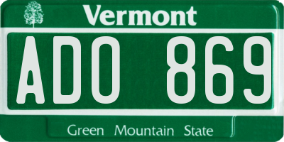 VT license plate ADO869