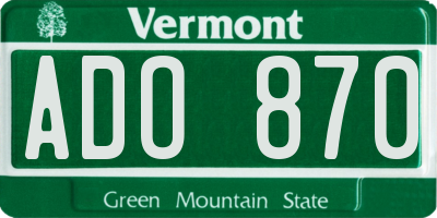 VT license plate ADO870