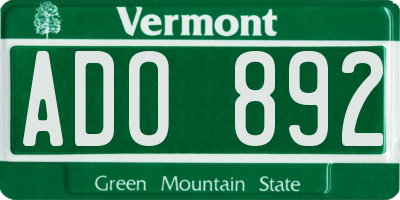 VT license plate ADO892
