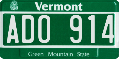 VT license plate ADO914