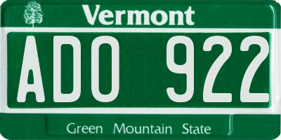 VT license plate ADO922