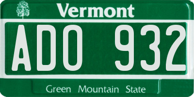 VT license plate ADO932