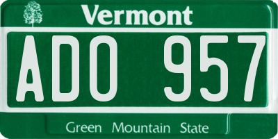 VT license plate ADO957