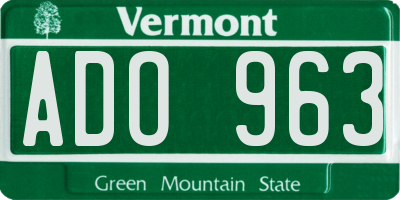 VT license plate ADO963