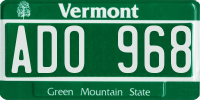 VT license plate ADO968