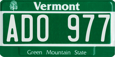 VT license plate ADO977