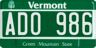 VT license plate ADO986