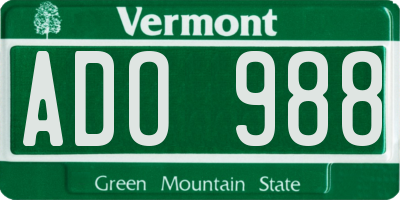 VT license plate ADO988