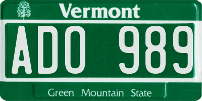 VT license plate ADO989