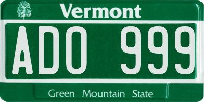 VT license plate ADO999